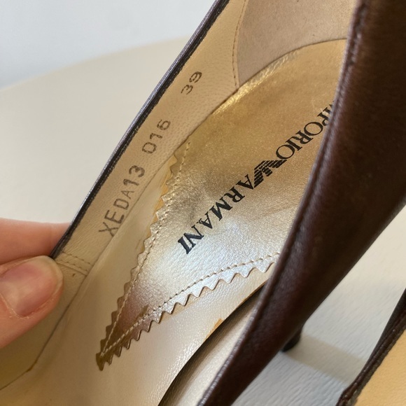 Emporio Armani Brown Leather Heels size 8 - Picture 8 of 9